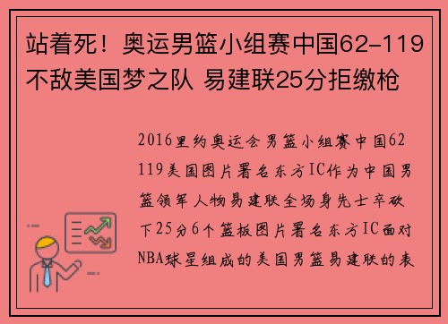 站着死！奥运男篮小组赛中国62-119不敌美国梦之队 易建联25分拒缴枪